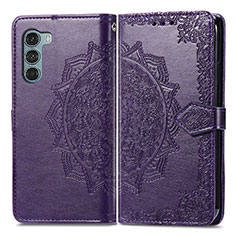 Leather Case Stands Fashionable Pattern Flip Cover Holder for Motorola Moto Edge S30 5G Purple