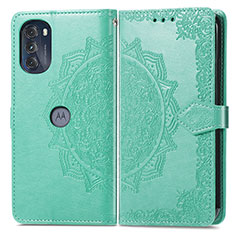 Leather Case Stands Fashionable Pattern Flip Cover Holder for Motorola Moto G 5G (2022) Green