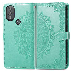 Leather Case Stands Fashionable Pattern Flip Cover Holder for Motorola Moto G Play (2023) Green