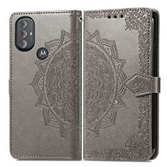 Leather Case Stands Fashionable Pattern Flip Cover Holder for Motorola Moto G Play Gen 2 Gray