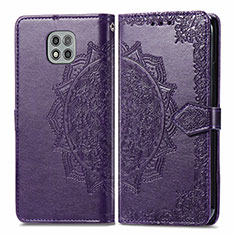 Leather Case Stands Fashionable Pattern Flip Cover Holder for Motorola Moto G Power (2021) Purple
