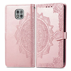 Leather Case Stands Fashionable Pattern Flip Cover Holder for Motorola Moto G Power (2021) Rose Gold