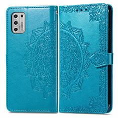 Leather Case Stands Fashionable Pattern Flip Cover Holder for Motorola Moto G Stylus (2021) Blue