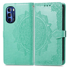 Leather Case Stands Fashionable Pattern Flip Cover Holder for Motorola Moto G Stylus (2022) 4G Green