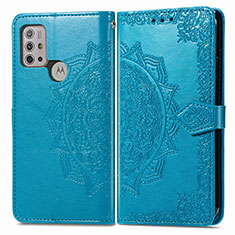 Leather Case Stands Fashionable Pattern Flip Cover Holder for Motorola Moto G10 Blue