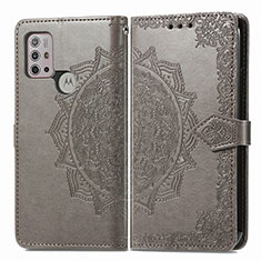 Leather Case Stands Fashionable Pattern Flip Cover Holder for Motorola Moto G10 Gray