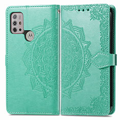 Leather Case Stands Fashionable Pattern Flip Cover Holder for Motorola Moto G10 Green