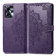 Leather Case Stands Fashionable Pattern Flip Cover Holder for Motorola Moto G13 Purple