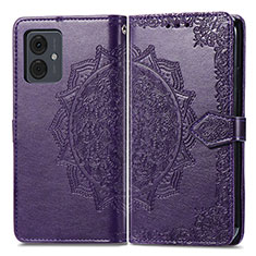 Leather Case Stands Fashionable Pattern Flip Cover Holder for Motorola Moto G14 Purple