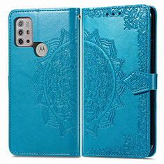 Leather Case Stands Fashionable Pattern Flip Cover Holder for Motorola Moto G20 Blue