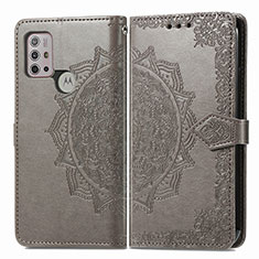 Leather Case Stands Fashionable Pattern Flip Cover Holder for Motorola Moto G20 Gray