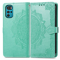 Leather Case Stands Fashionable Pattern Flip Cover Holder for Motorola Moto G22 Green