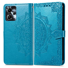 Leather Case Stands Fashionable Pattern Flip Cover Holder for Motorola Moto G23 Blue