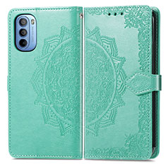 Leather Case Stands Fashionable Pattern Flip Cover Holder for Motorola Moto G41 Green