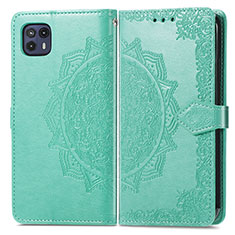 Leather Case Stands Fashionable Pattern Flip Cover Holder for Motorola Moto G50 5G Green