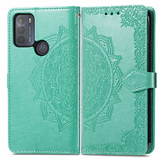 Leather Case Stands Fashionable Pattern Flip Cover Holder for Motorola Moto G50 Green