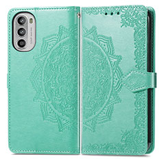 Leather Case Stands Fashionable Pattern Flip Cover Holder for Motorola Moto G52j 5G Green