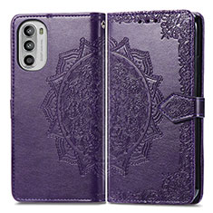 Leather Case Stands Fashionable Pattern Flip Cover Holder for Motorola Moto G71s 5G Purple