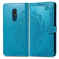 Leather Case Stands Fashionable Pattern Flip Cover Holder for Nokia C3 Blue