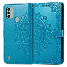 Leather Case Stands Fashionable Pattern Flip Cover Holder for Nokia C31 Blue