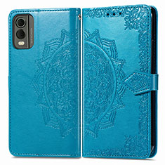 Leather Case Stands Fashionable Pattern Flip Cover Holder for Nokia C32 Blue