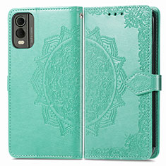 Leather Case Stands Fashionable Pattern Flip Cover Holder for Nokia C32 Green