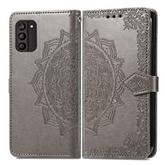 Leather Case Stands Fashionable Pattern Flip Cover Holder for Nokia G100 Gray