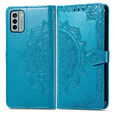 Leather Case Stands Fashionable Pattern Flip Cover Holder for Nokia G22 Blue