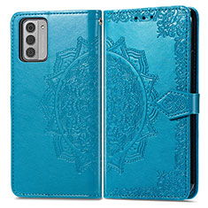Leather Case Stands Fashionable Pattern Flip Cover Holder for Nokia G310 5G Blue