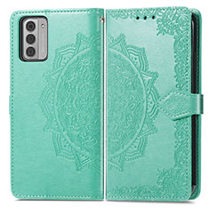 Leather Case Stands Fashionable Pattern Flip Cover Holder for Nokia G310 5G Green
