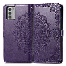 Leather Case Stands Fashionable Pattern Flip Cover Holder for Nokia G310 5G Purple