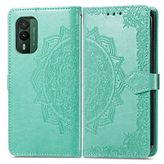 Leather Case Stands Fashionable Pattern Flip Cover Holder for Nokia XR21 Green