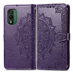 Leather Case Stands Fashionable Pattern Flip Cover Holder for Nokia XR21 Purple