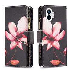 Leather Case Stands Fashionable Pattern Flip Cover Holder for Nothing Phone 1 Brown