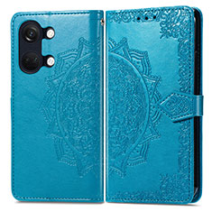 Leather Case Stands Fashionable Pattern Flip Cover Holder for OnePlus Ace 2V 5G Blue