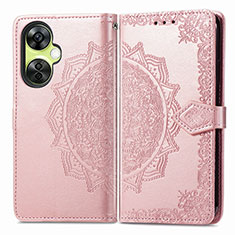 Leather Case Stands Fashionable Pattern Flip Cover Holder for OnePlus Nord CE 3 5G Rose Gold