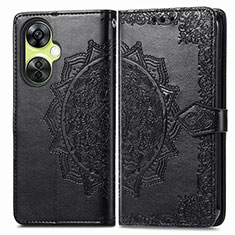 Leather Case Stands Fashionable Pattern Flip Cover Holder for OnePlus Nord N30 5G Black