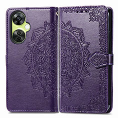 Leather Case Stands Fashionable Pattern Flip Cover Holder for OnePlus Nord N30 5G Purple