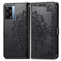Leather Case Stands Fashionable Pattern Flip Cover Holder for OnePlus Nord N300 5G Black