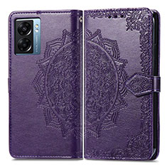 Leather Case Stands Fashionable Pattern Flip Cover Holder for OnePlus Nord N300 5G Purple