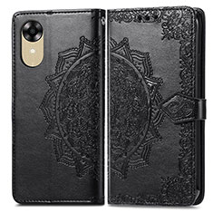 Leather Case Stands Fashionable Pattern Flip Cover Holder for Oppo A17K Black