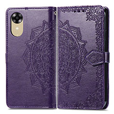 Leather Case Stands Fashionable Pattern Flip Cover Holder for Oppo A17K Purple