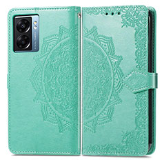 Leather Case Stands Fashionable Pattern Flip Cover Holder for Oppo A56S 5G Green