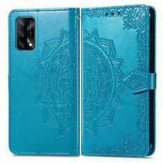 Leather Case Stands Fashionable Pattern Flip Cover Holder for Oppo A95 4G Blue