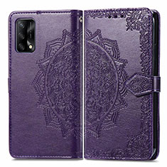 Leather Case Stands Fashionable Pattern Flip Cover Holder for Oppo A95 4G Purple