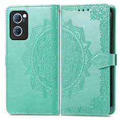 Leather Case Stands Fashionable Pattern Flip Cover Holder for Oppo F21 Pro 4G Green
