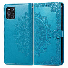 Leather Case Stands Fashionable Pattern Flip Cover Holder for Oppo Find X3 Pro 5G Blue