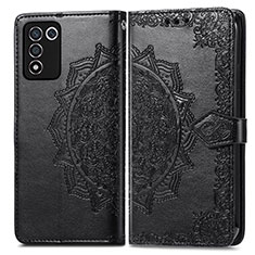 Leather Case Stands Fashionable Pattern Flip Cover Holder for Oppo K9S 5G Black