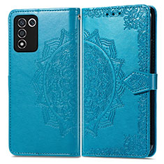 Leather Case Stands Fashionable Pattern Flip Cover Holder for Oppo K9S 5G Blue