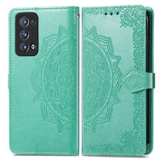 Leather Case Stands Fashionable Pattern Flip Cover Holder for Oppo Reno6 Pro 5G Green